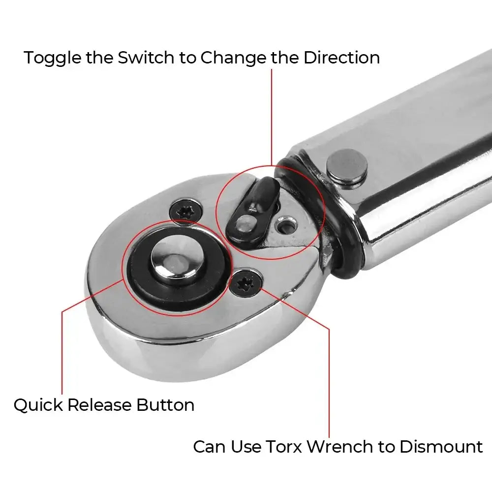1/4″ Adjustable Torque Wrench 5–25 N·m with 3/8″ Adapter - Torque Wrench / 800g - HBC