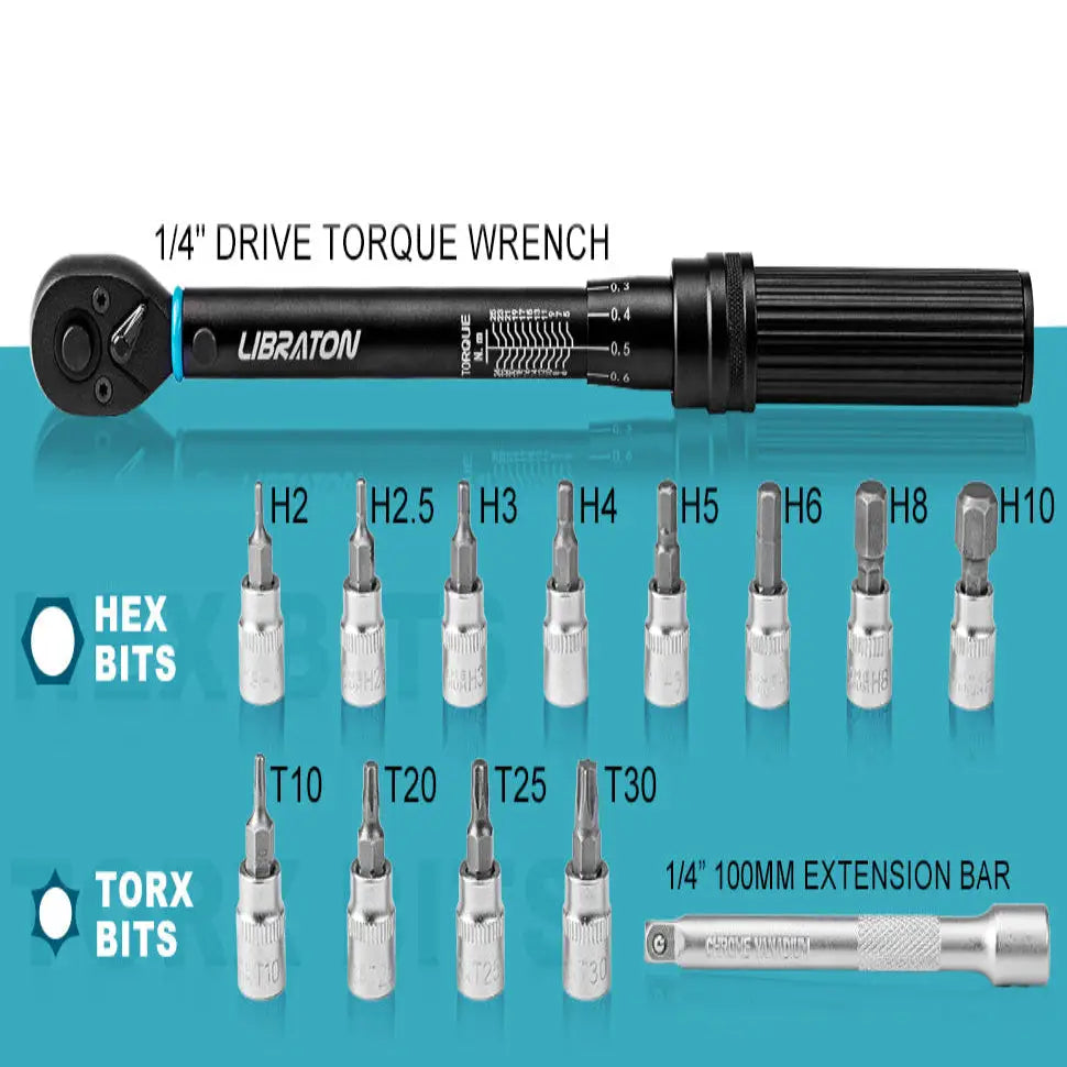 1/4″ Bike Torque Wrench Set (5–25 Nm) - Torque Wrench - HBC