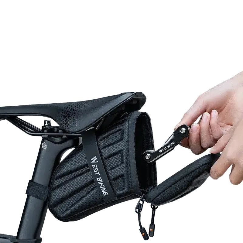 1.8L EVA Hard Saddle Bag Waterproof Reflective Strip Portable Tool Bag for MTB Road Bike - Black / 19 12 8