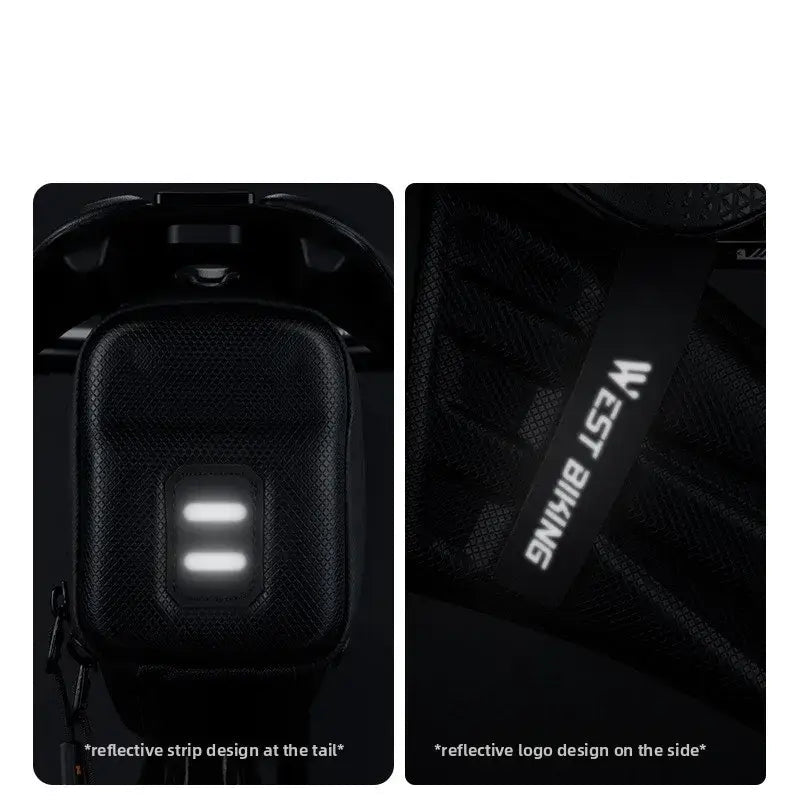 1.8L EVA Hard Saddle Bag Waterproof Reflective Strip Portable Tool Bag for MTB Road Bike - Black / 19 12 8