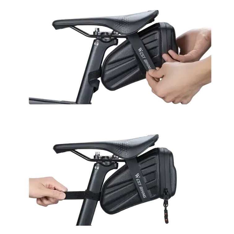 1.8L EVA Hard Saddle Bag Waterproof Reflective Strip Portable Tool Bag for MTB Road Bike - Black / 19 12 8