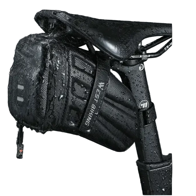 1.8L EVA Hard Saddle Bag Waterproof Reflective Strip Portable Tool Bag for MTB Road Bike - Black / 19 12 8