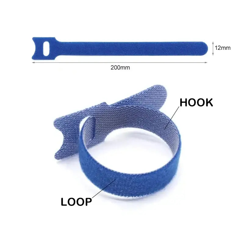 10~1000pcs Nylon Cable Ties 12x200mm Multi-Colour T-Type Hook & Loop Tape Reusable Fastener Adjustable Wire Tie Cable