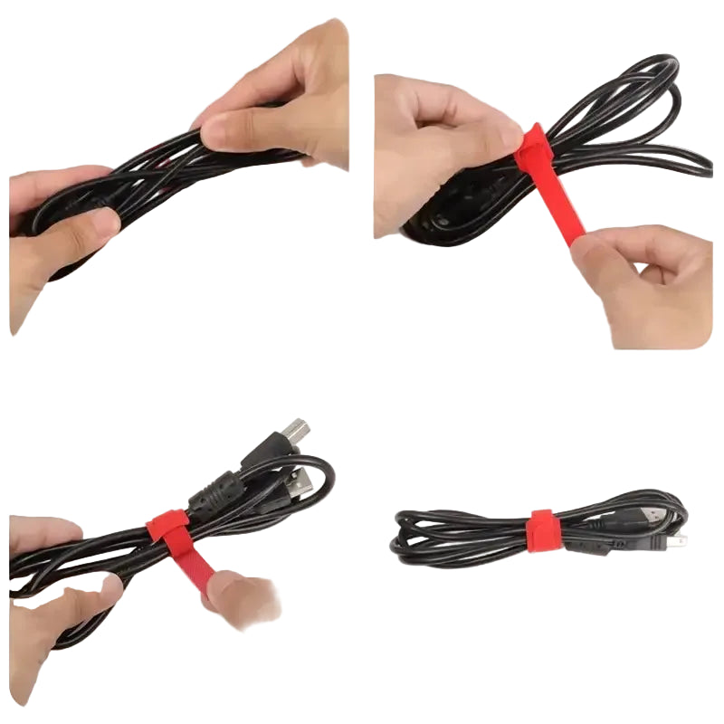 10~1000pcs Nylon Cable Ties 12x200mm Multi-Colour T-Type Hook & Loop Tape Reusable Fastener Adjustable Wire Tie Cable