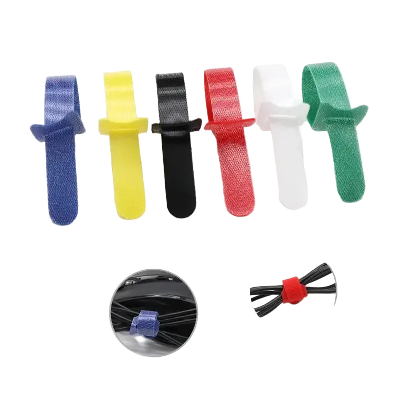 10~1000pcs Nylon Cable Ties 12x200mm Multi-Colour T-Type Hook & Loop Tape Reusable Fastener Adjustable Wire Tie Cable