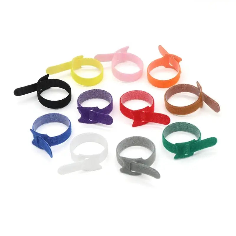 10~1000pcs Nylon Cable Ties 12x200mm Multi-Colour T-Type Hook & Loop Tape Reusable Fastener Adjustable Wire Tie Cable