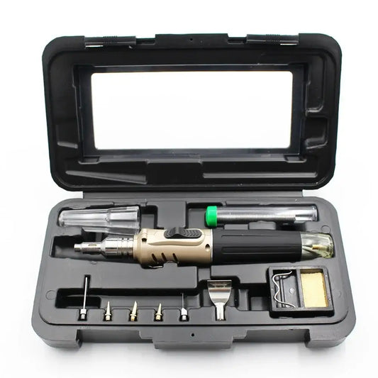 10 in 1 Gas Soldering Iron Set Professional Welding Torch Pen Kit Multifunctional Butane Tip Blow Burner Welding Repair