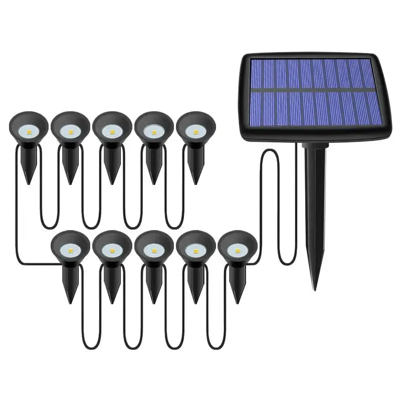 10 in 1 Outdoor Solar Lights RGB Changing Lawn Ground Lamp IP65 Waterproof Landscape Spotlights Garden Decoration