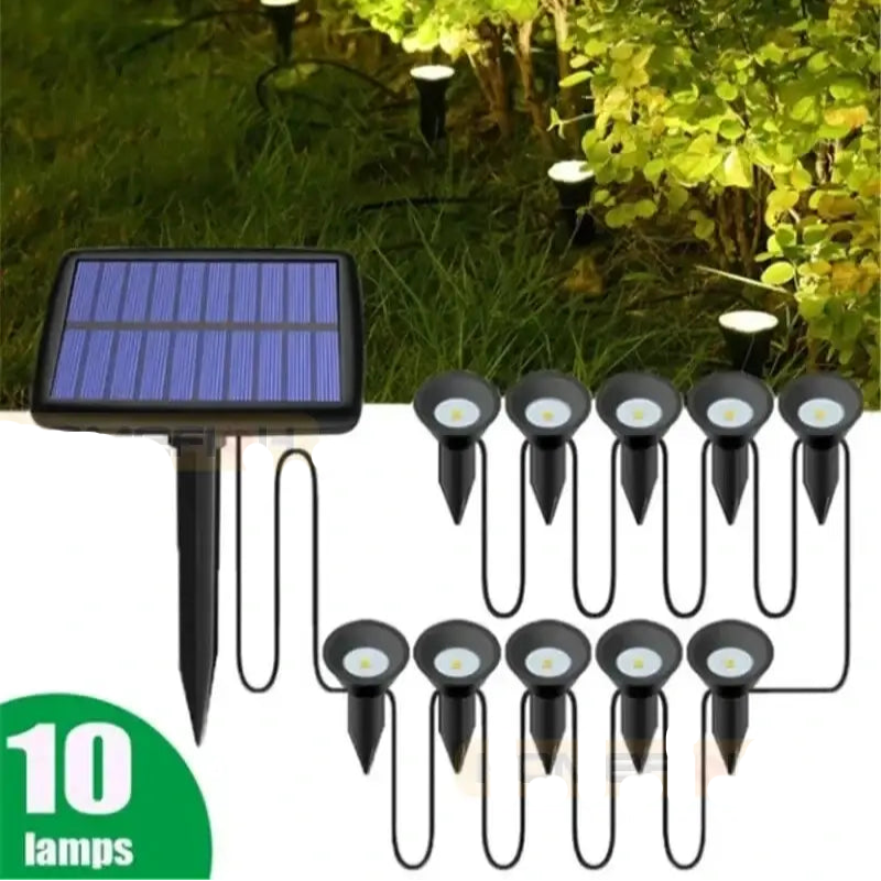 10 in 1 Outdoor Solar Lights RGB Changing Lawn Ground Lamp IP65 Waterproof Landscape Spotlights Garden Decoration
