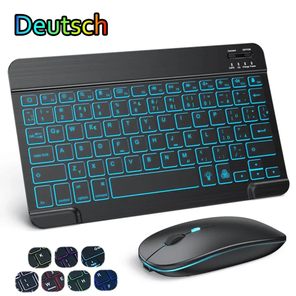 10 inch Backlit For iPad Keyboard and Mouse Backlight Bluetooth Keyboard For IOS Android Windows Wireless Keyboard