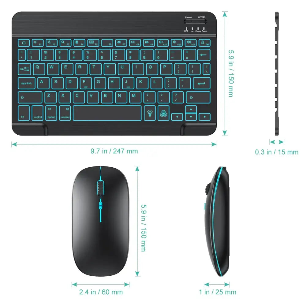 10 inch Backlit For iPad Keyboard and Mouse Backlight Bluetooth Keyboard For IOS Android Windows Wireless Keyboard