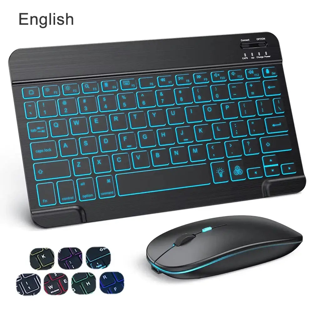 10 inch Backlit For iPad Keyboard and Mouse Backlight Bluetooth Keyboard For IOS Android Windows Wireless Keyboard