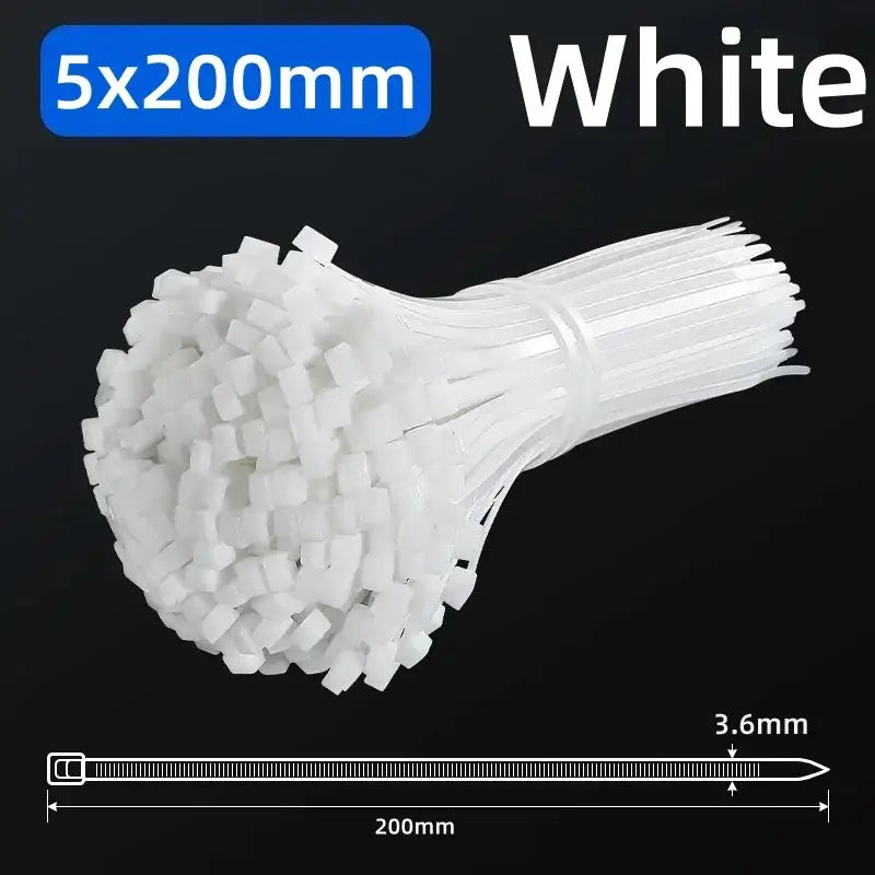 100 PCS Self-locking plastic nylon tie 100 PCS black cable tie fastening ring cable tie zip wraps strap nylon cable tie