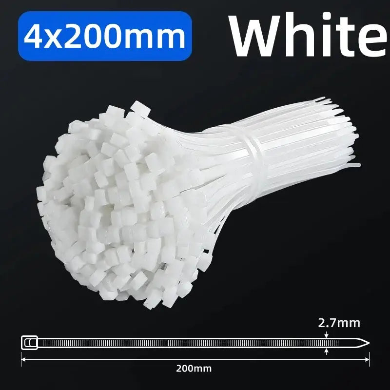 100 PCS Self-locking plastic nylon tie 100 PCS black cable tie fastening ring cable tie zip wraps strap nylon cable tie