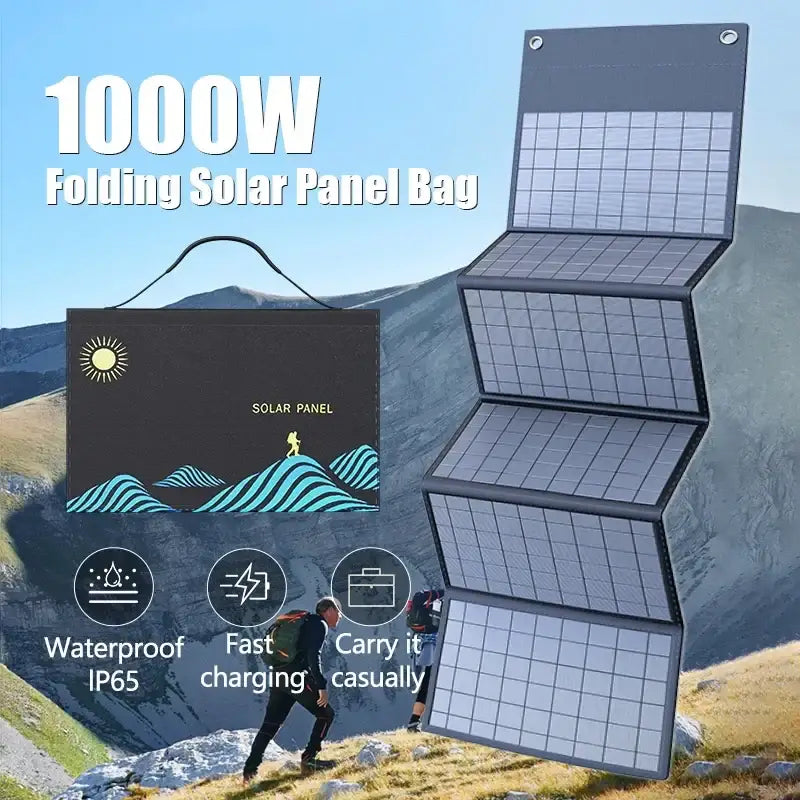 1000W Solar Panel Folding Bag USB + DC Output Solar Charger Portable Foldable Solar Charging Device for Outdoor Power