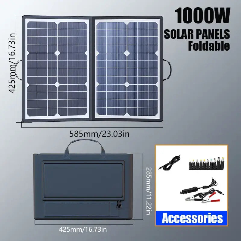 1000W Solar Panel Kit Complete Camping Foldable Solar Power Station Portable Generator Charger 18V for Car Boat Caravan