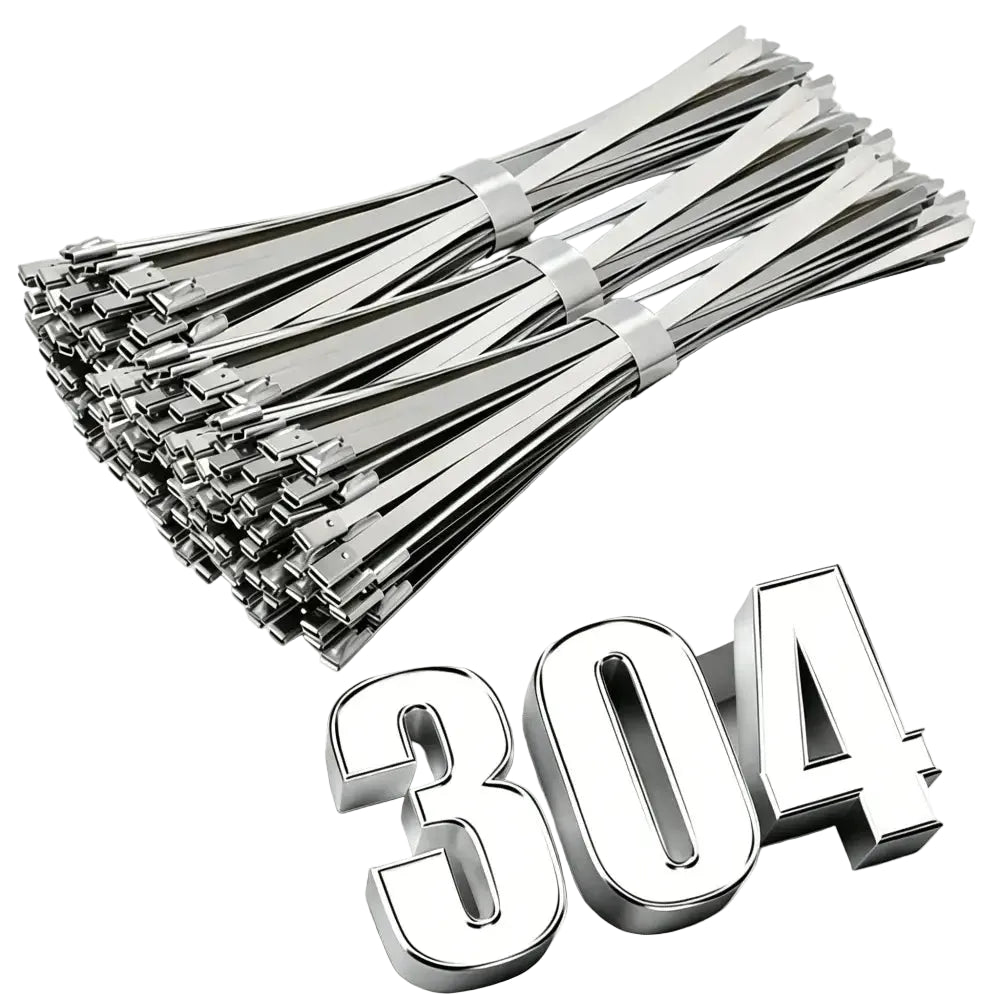 100Pcs Width 4.6mm Stainless Steel Zip Tie Exhaust Wrap Coated Locking Cable Ties Multi-Purpose Locking Cable Metal Zip