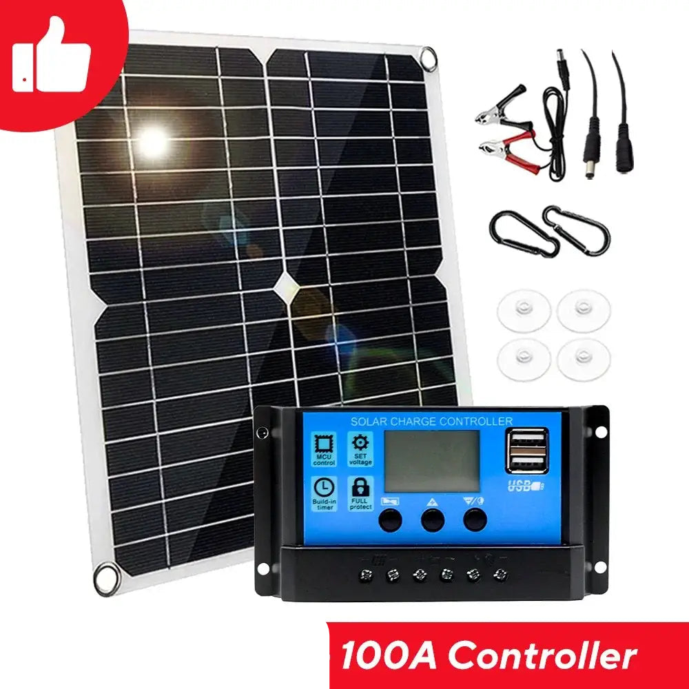 100W 12V Solar Panel Kit with Controller for RV’s caravans & Home (8 different types available) - 100A Controller - SS