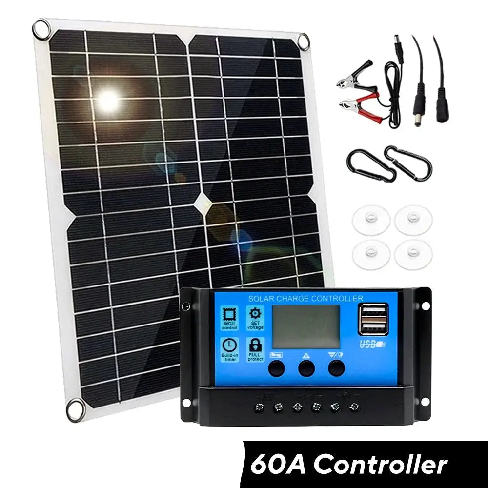 100W 12V Solar Panel Kit with Controller for RV’s caravans & Home (8 different types available) - 60A Controller - SS