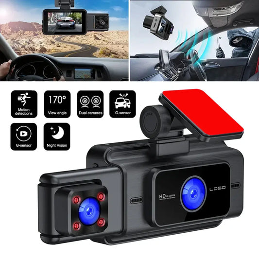 1080P Dash Cam With WiFi 3 Cameras Front Inside Rear Car Video Recording Wide Angle Night Vision 24H Monitor - 1 Set