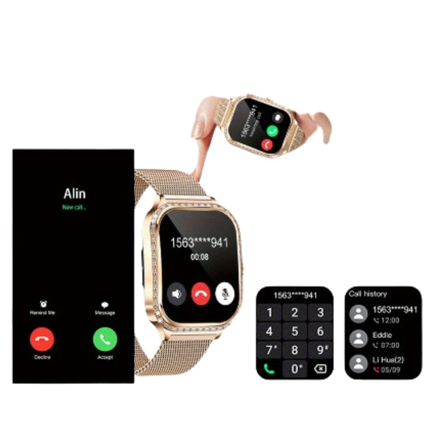 LIGE Women's Smartwatch – TFT HD Curved Screen, Wireless Calls, Voice Assistant (6 types available)