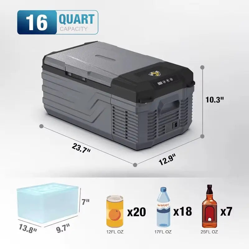12-Volt Portable Car Refrigerator - Dark Gray