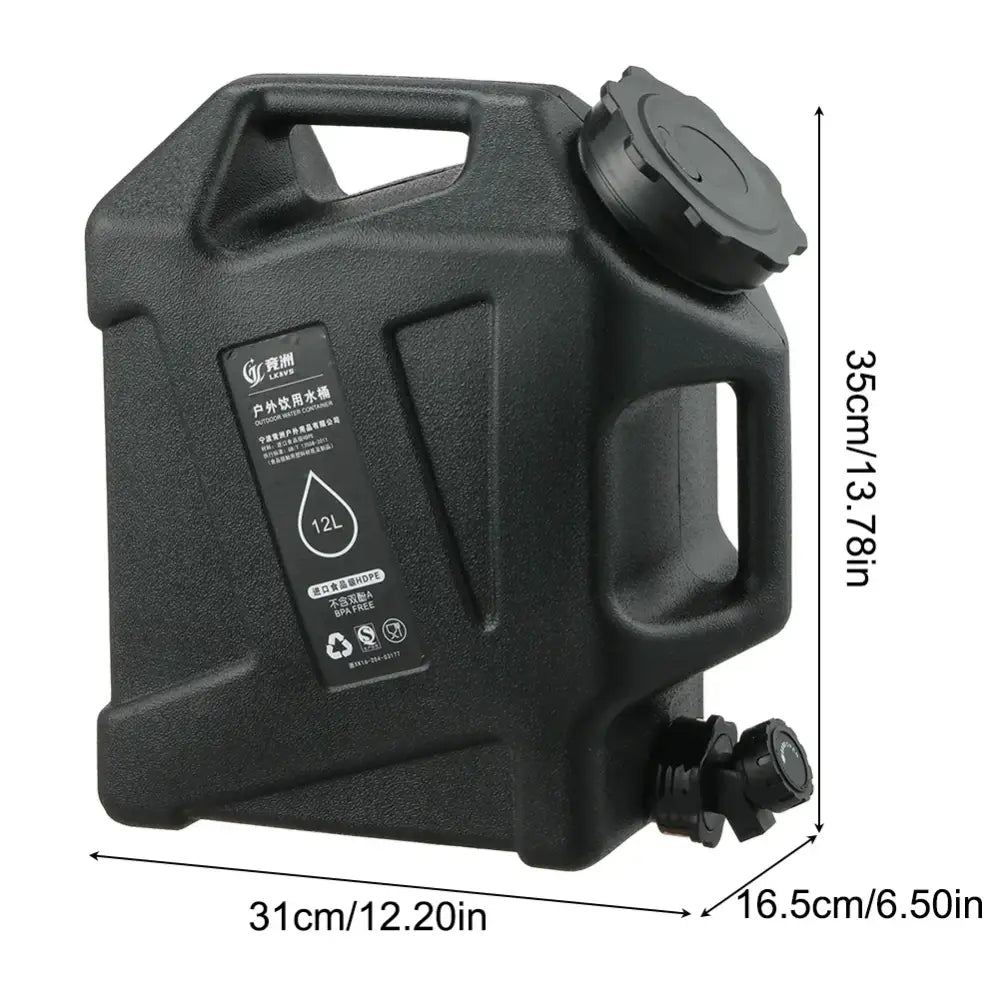 12L Portable Camping Water Bag with Faucet (3 colours available) - Black / Water Container / 12L - SS