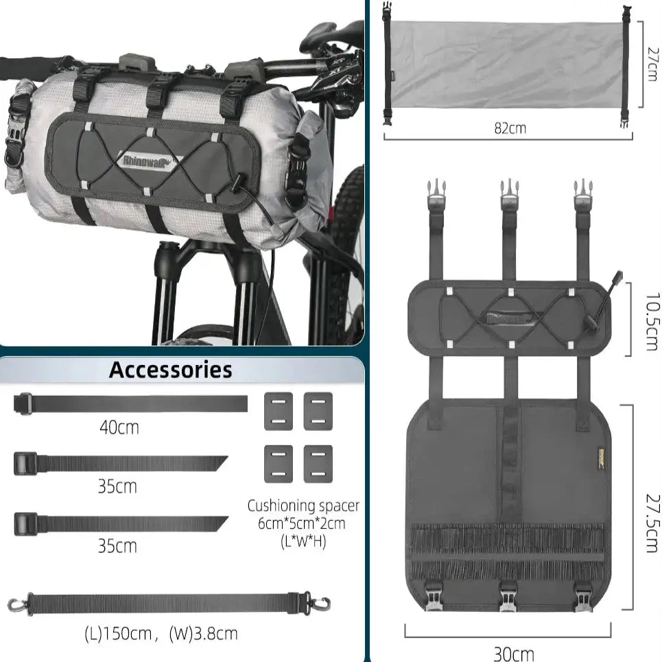12L Waterproof Bike Handlebar Bag (different sets available) - Mounts Bag Set-Grey / Bicycle Handlebar Bag - SS