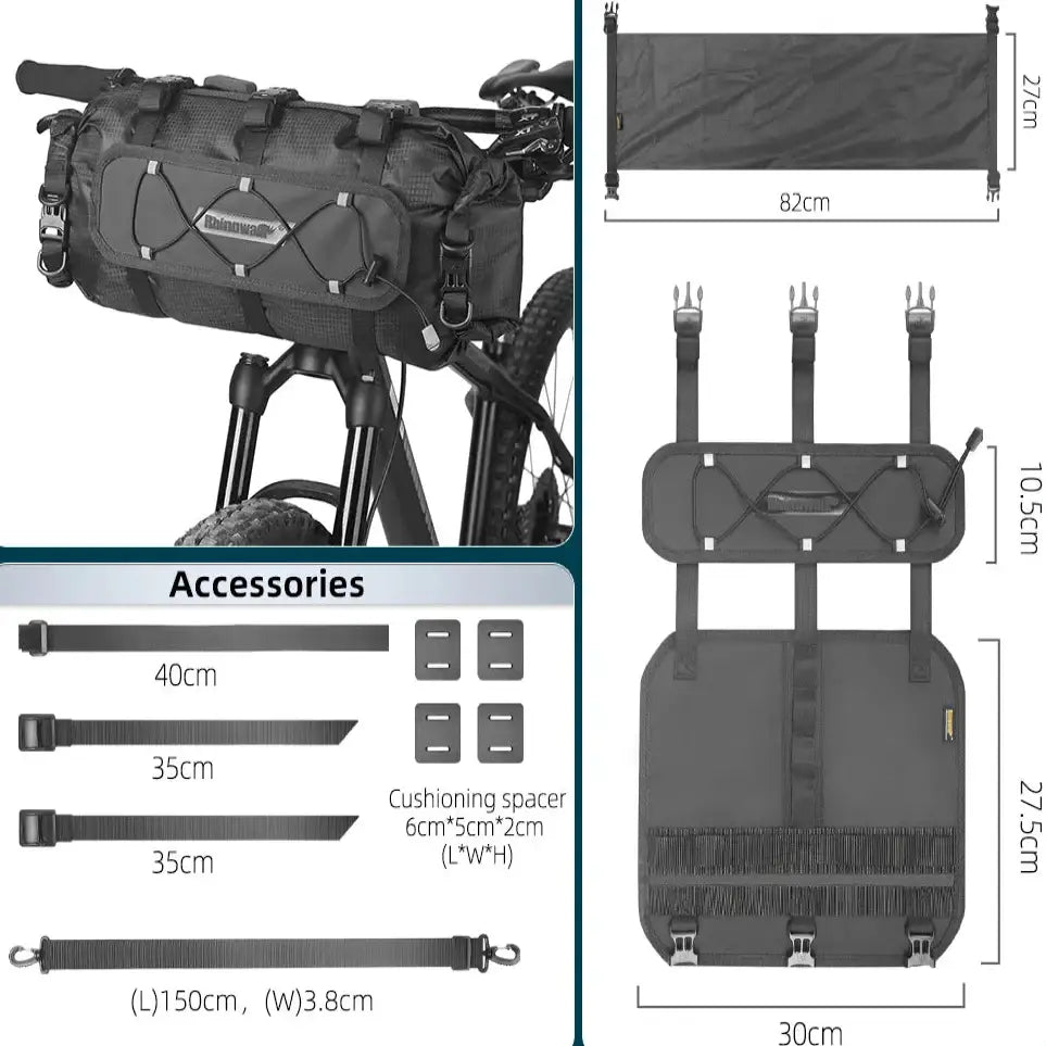 12L Waterproof Bike Handlebar Bag (different sets available) - Mounts Bag Set-Black / Bicycle Handlebar Bag - SS