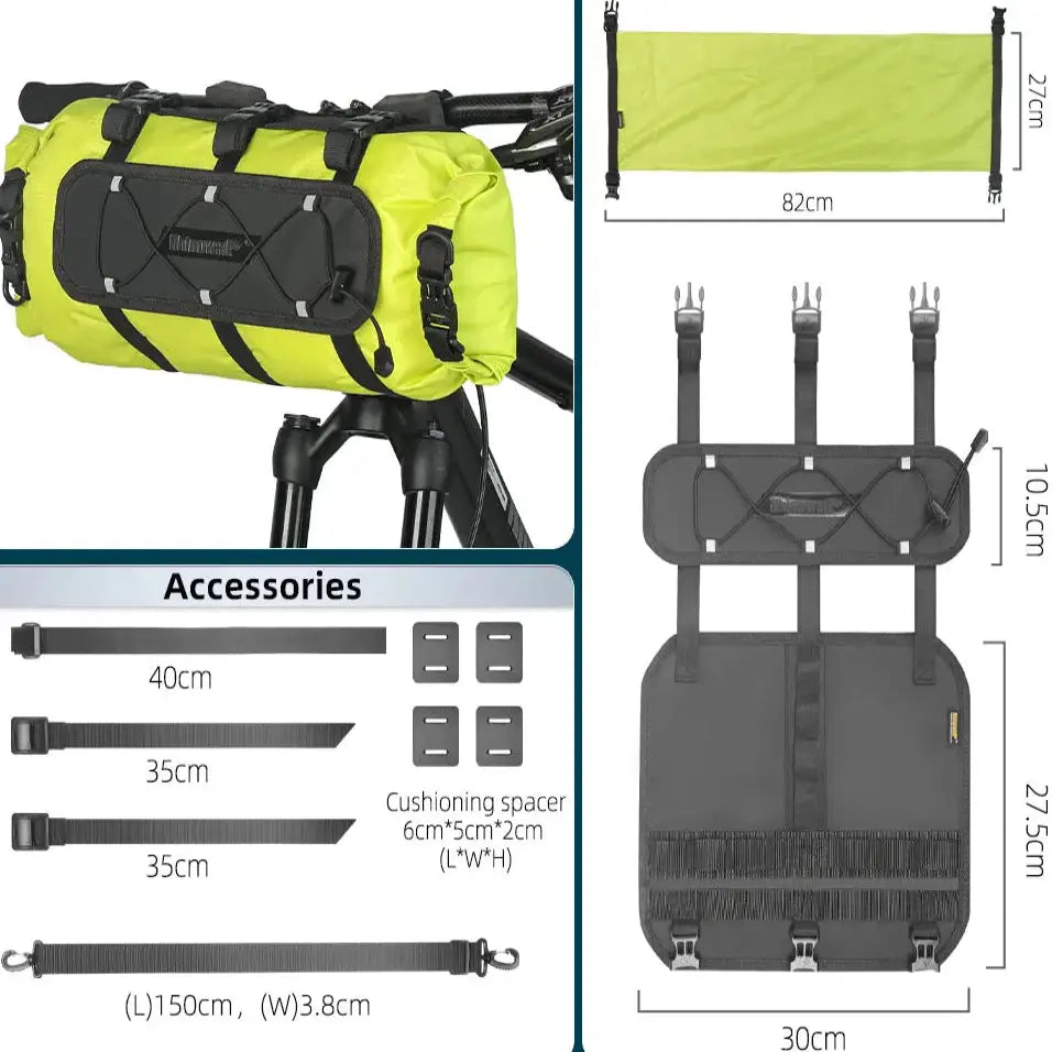 12L Waterproof Bike Handlebar Bag (different sets available) - Mounts Bag Set-Green / Bicycle Handlebar Bag - SS