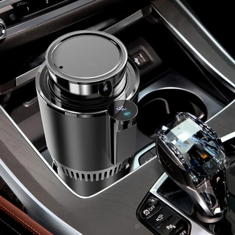 12V Dual Function Car Beverage Holder with Digital Display - Heating and Cooling Electric Cup for Fast Temperature