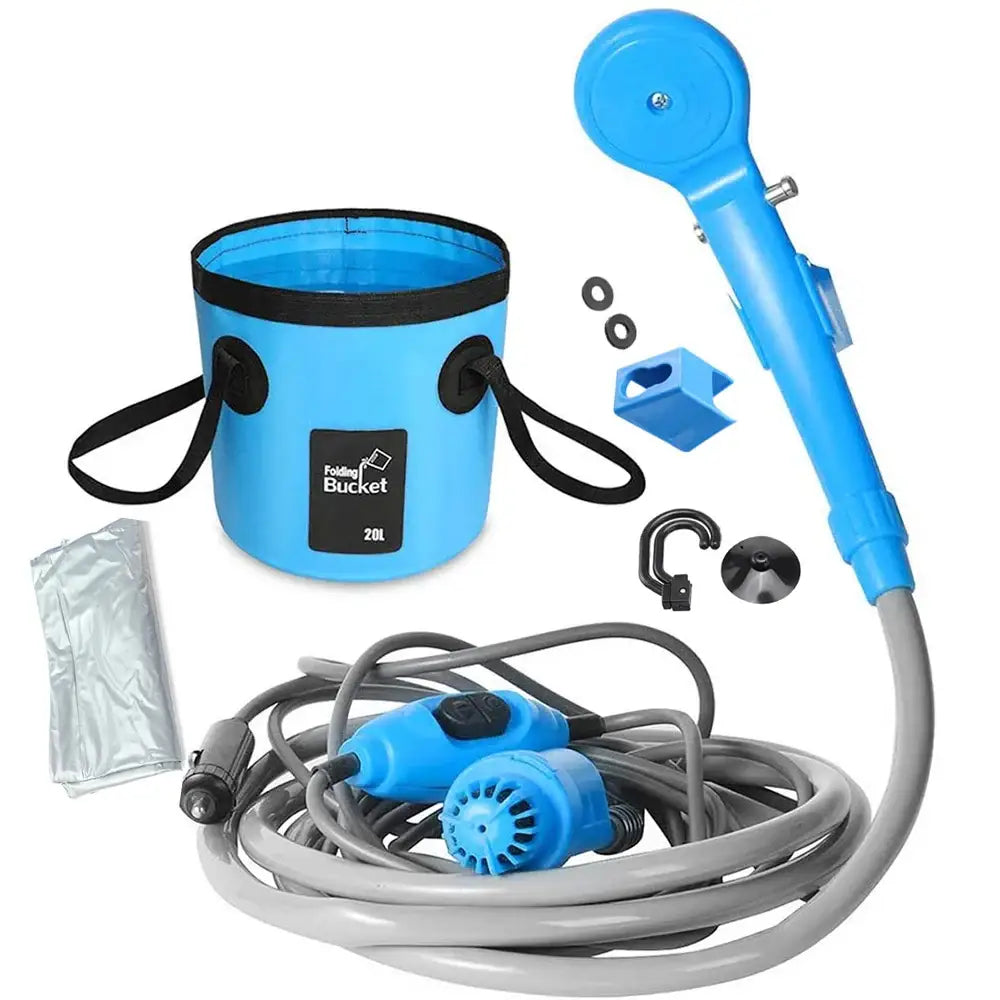 12V Portable Camping Shower Pump (3 colours available) - Blue with bag / Camping Shower - SS