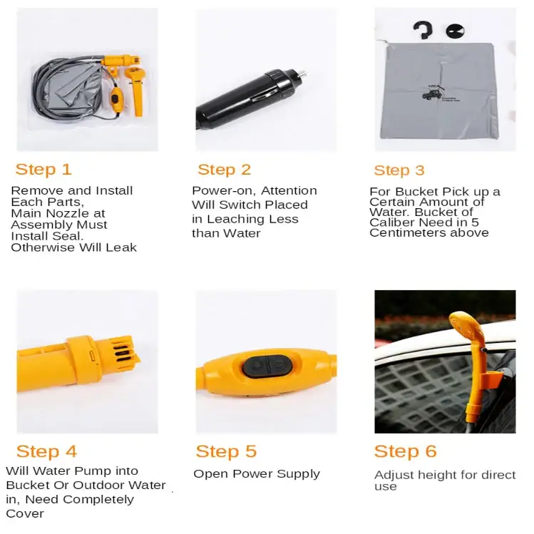 12V Portable Camping Shower Pump (3 colours available) - SS