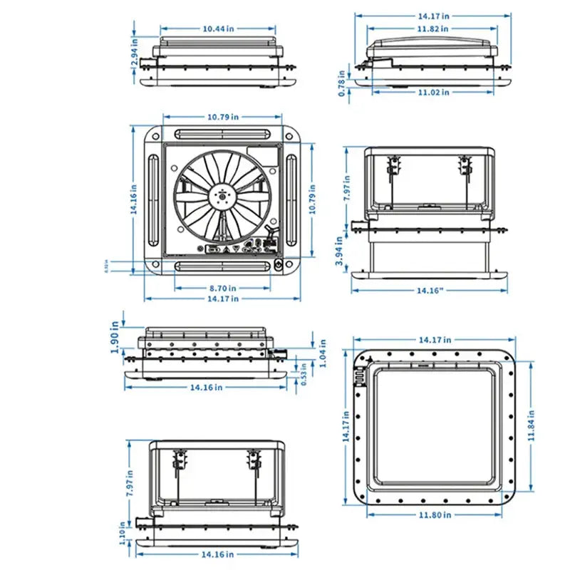 12V RV Roof Ventilation Fan with LED - White / Ventilation Fan - SS