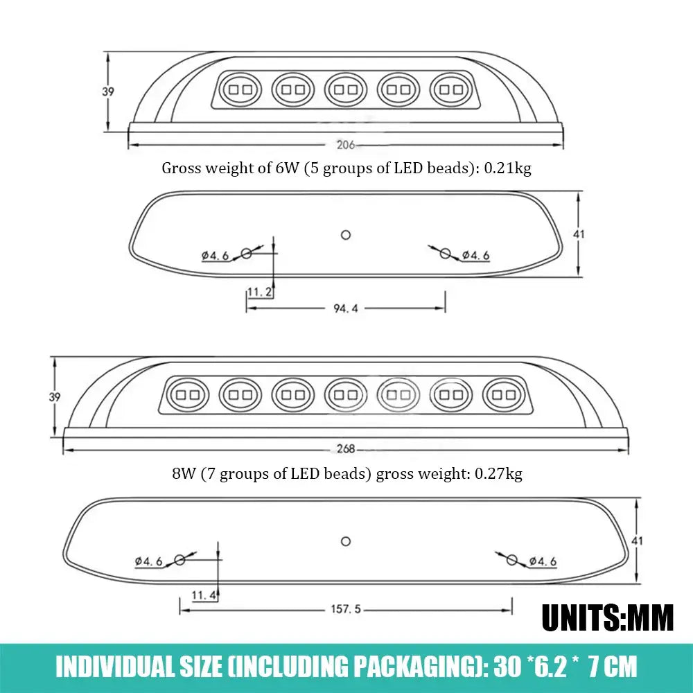 12V Waterproof RV LED Awning Light – 8W (different colours available) - SS