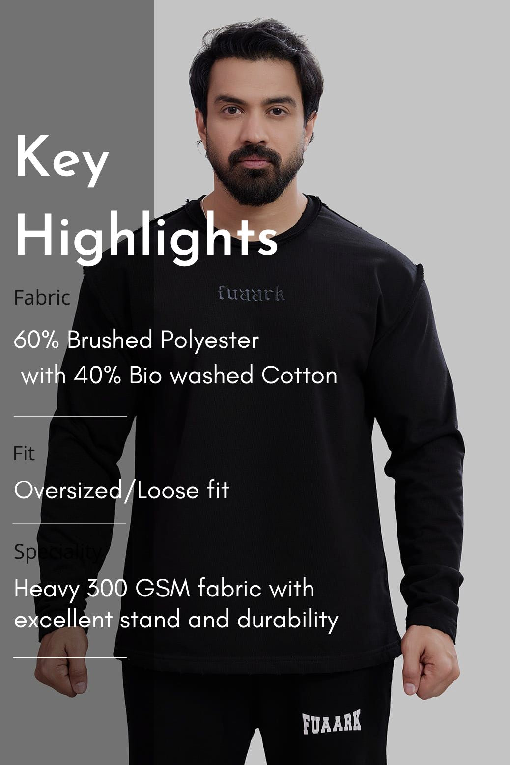 Shell Raw Sweatshirt Black