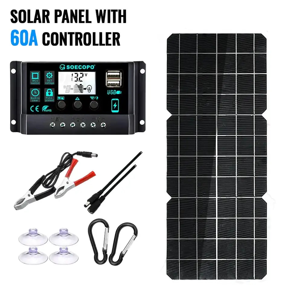 150W Solar Panel Kit with LCD Controller - 60A Controller / Solar Panel - SS