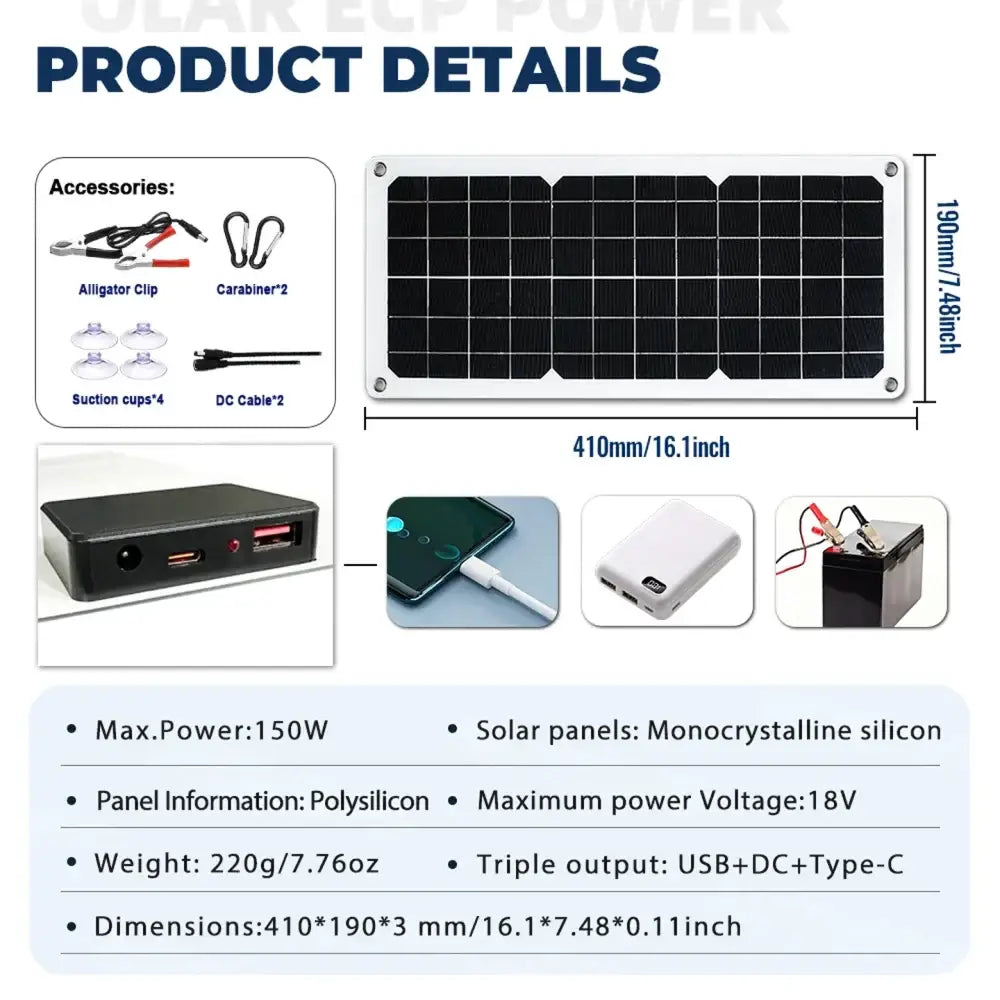150W Solar Panel Kit with LCD Controller - SS