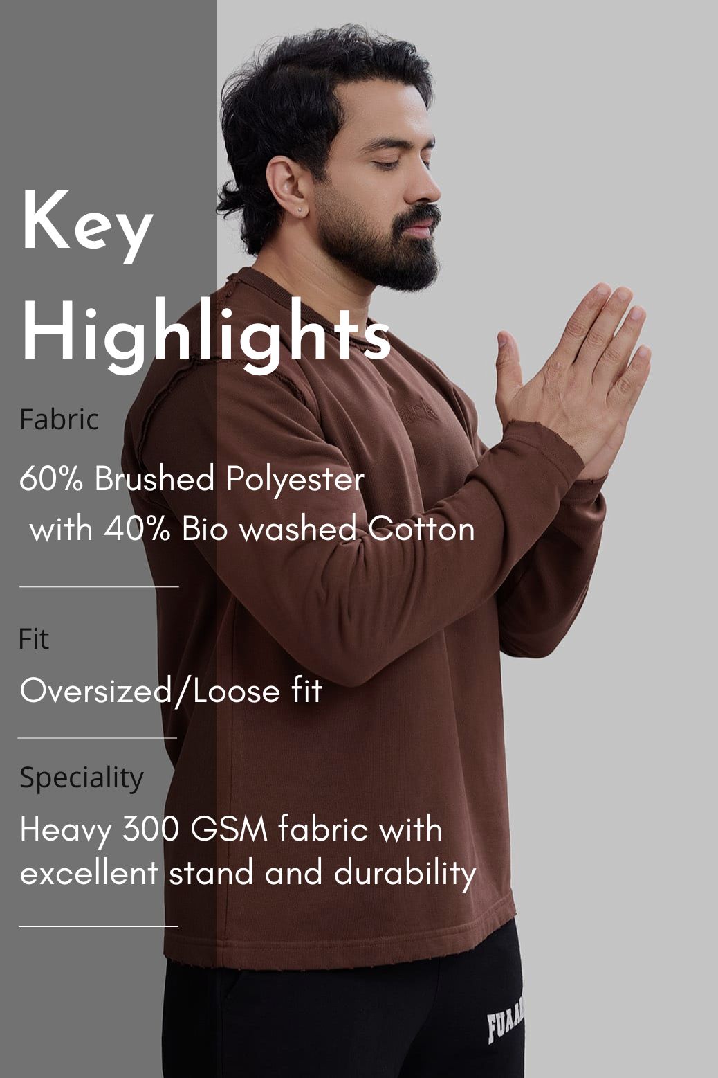 Shell Raw Sweatshirt Brown