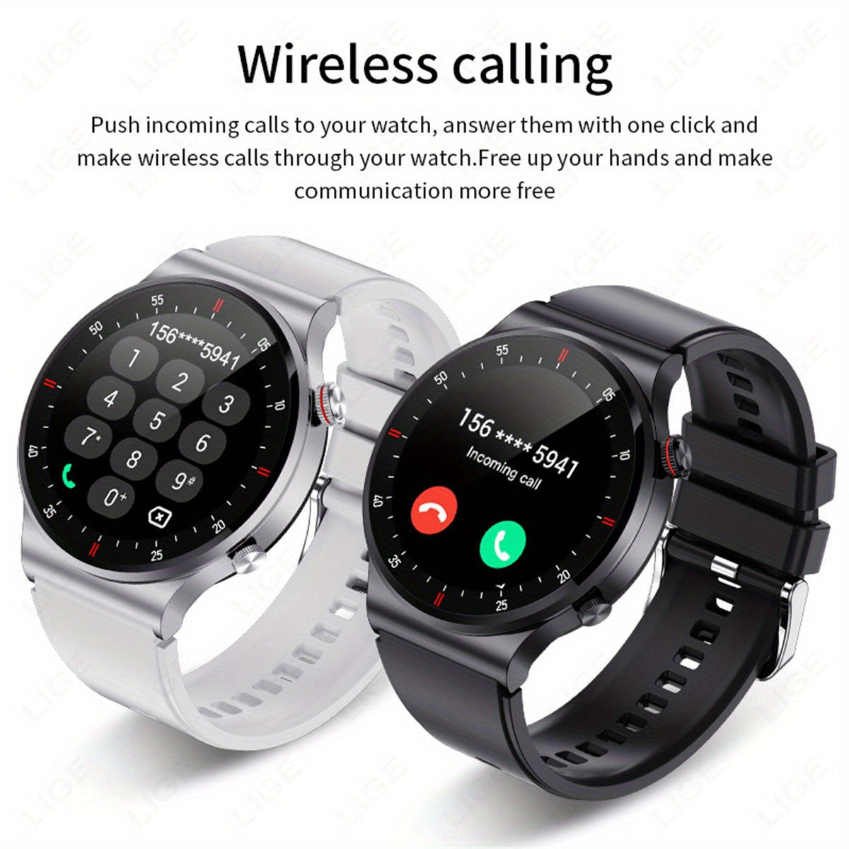 LIGE Sports Watch with Step Counter, Alarm, Wireless Calls, Weather Forecast (8 types available)