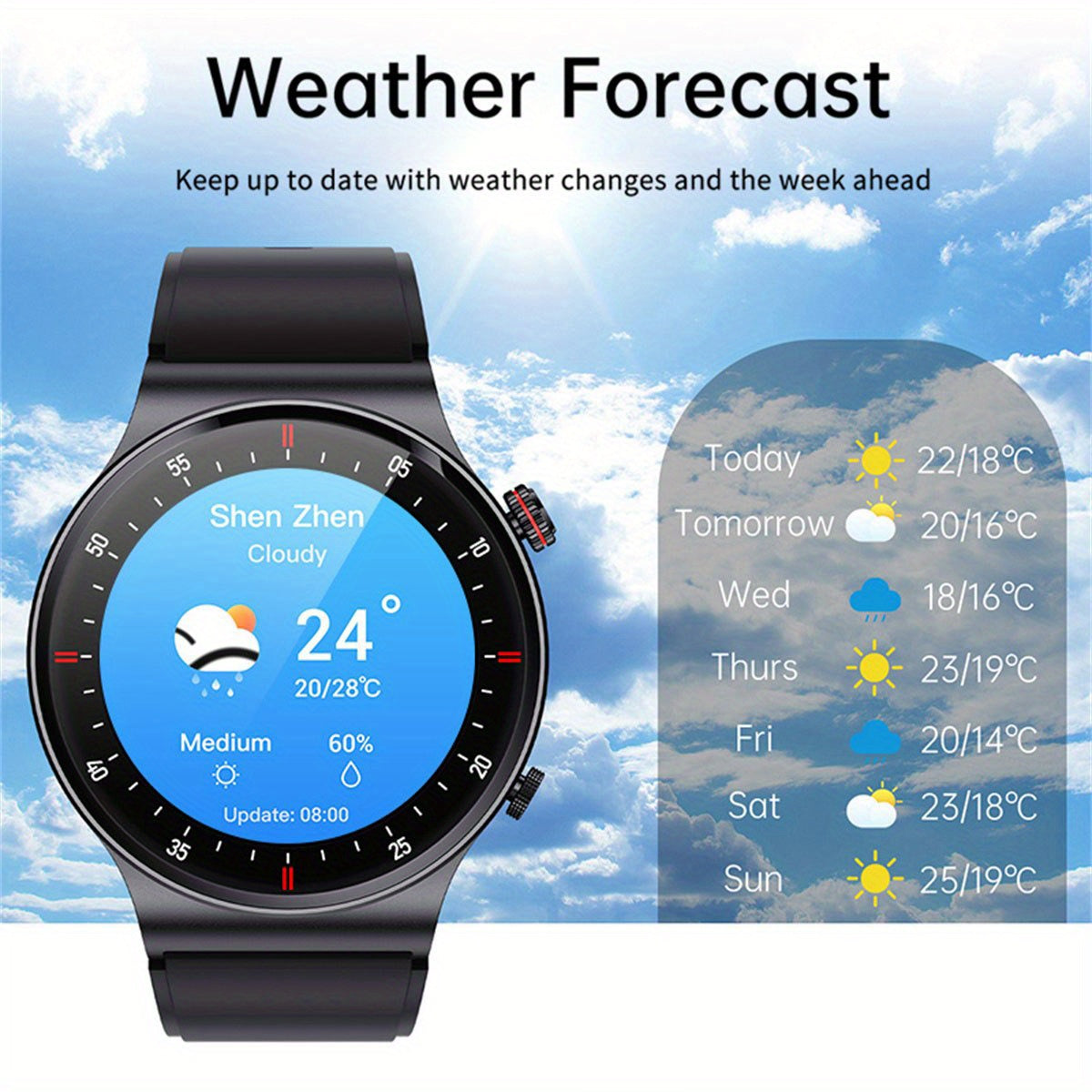 LIGE Sports Watch with Step Counter, Alarm, Wireless Calls, Weather Forecast (8 types available)