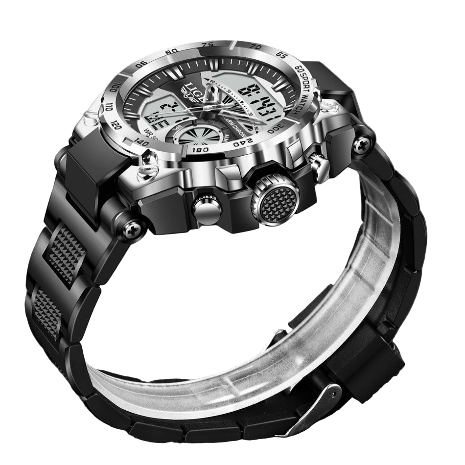 LIGE Men's Digital Sports Watch – LED Display, Quartz Movement, Stopwatch (4 designs available)