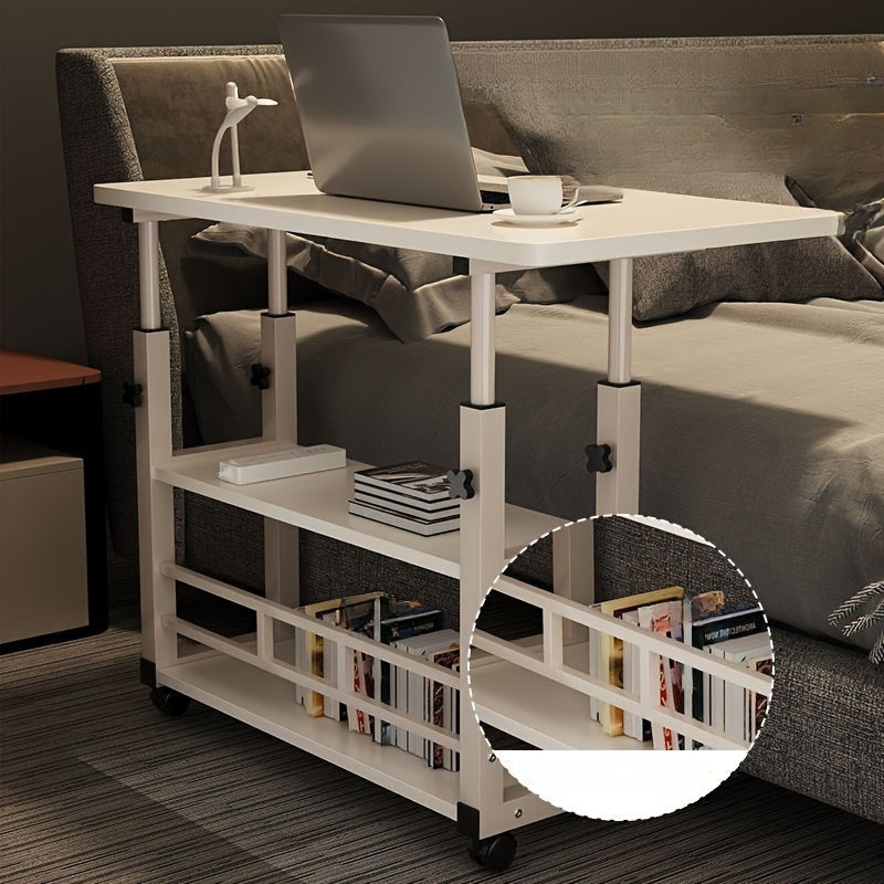 Adjustable Folding Desk with Storage Shelf & Wheels