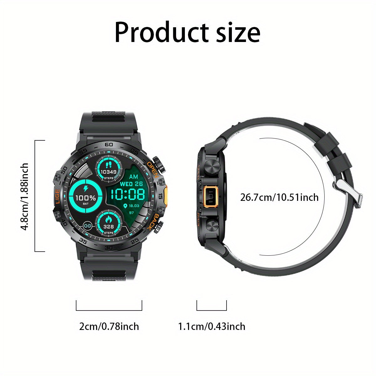 LIGE Outdoor Smartwatch – HD Screen, LED Flashlight, 290mAh Battery (6 types available)