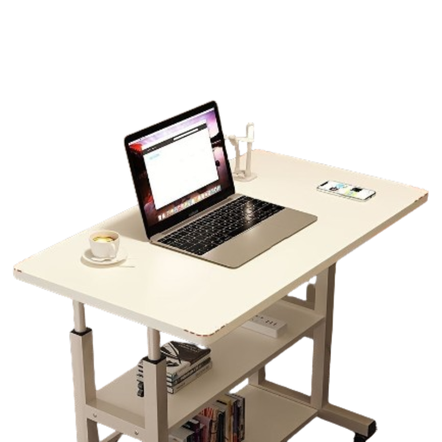 Adjustable Folding Desk with Storage Shelf & Wheels