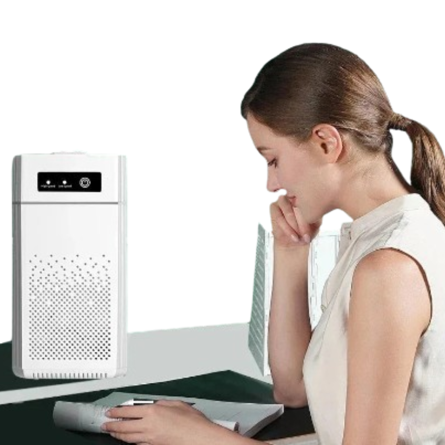 Desktop Negative Ion Air Purifier – Portable HEPA Air Cleaner & Odor Remover