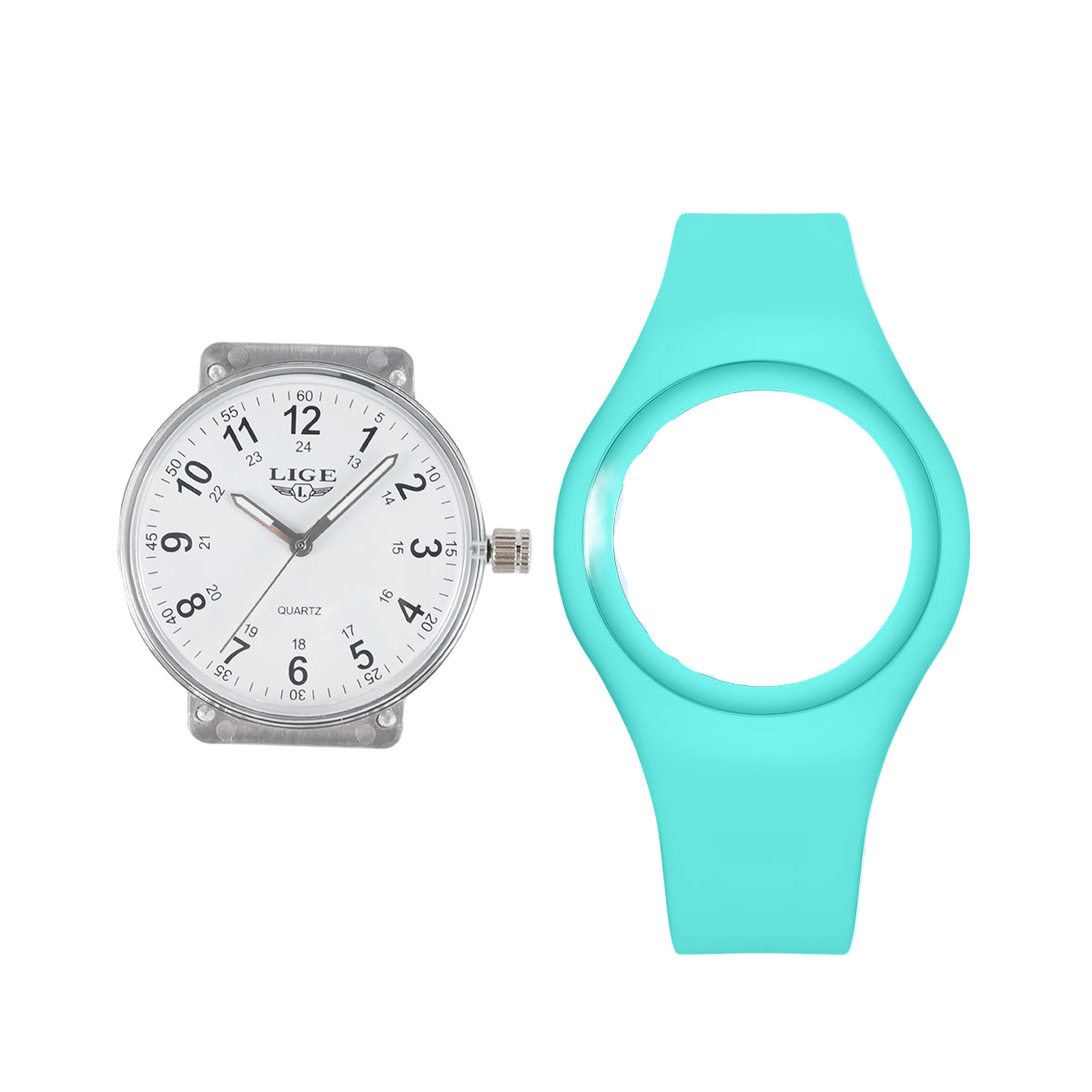 LIGE Minimalist Silicone Quartz Watch – Unisex Design (Available in Multiple Colour Combinations)