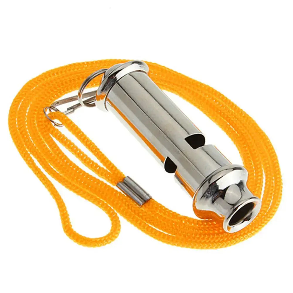 1PC Silver Metal Whistle with Lanyard Training Stainless Steel Emergency Survival Whistle Warning Security for Traffic