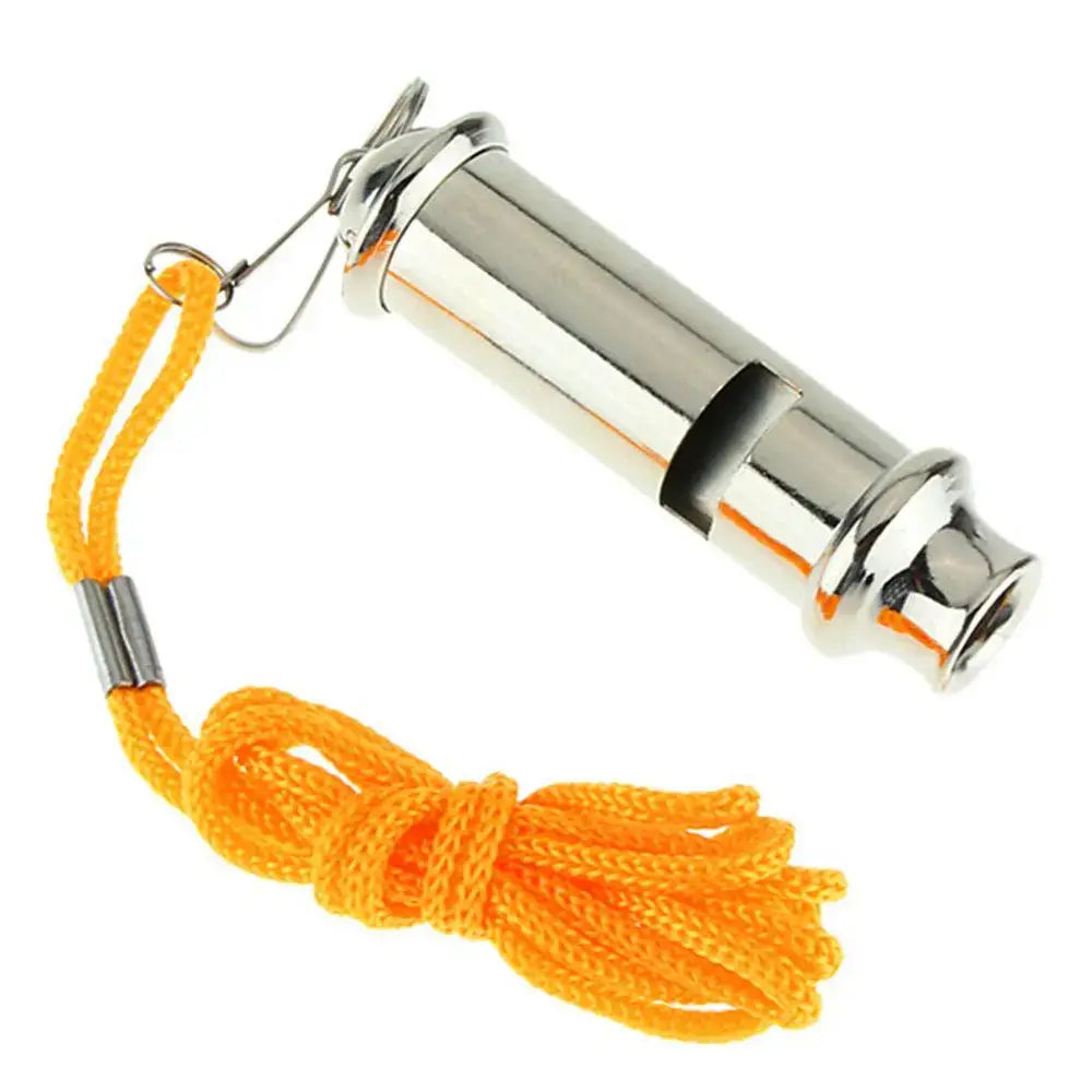 1PC Silver Metal Whistle with Lanyard Training Stainless Steel Emergency Survival Whistle Warning Security for Traffic