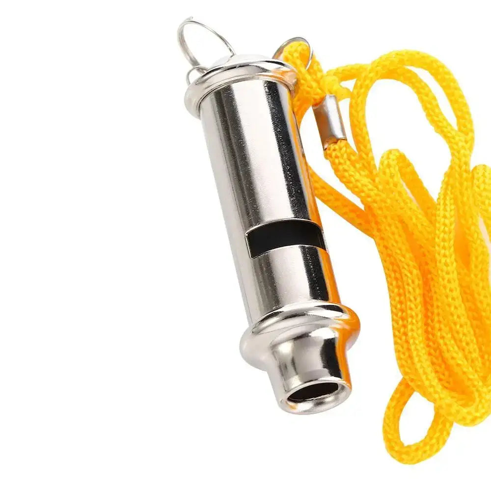 1PC Silver Metal Whistle with Lanyard Training Stainless Steel Emergency Survival Whistle Warning Security for Traffic